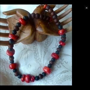 Chunky red coral necklace. OOAK